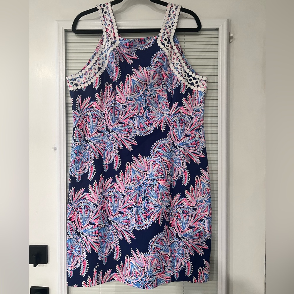 Lilly Pulitzer Navy Dress with Pink and Light Blue Floral Print